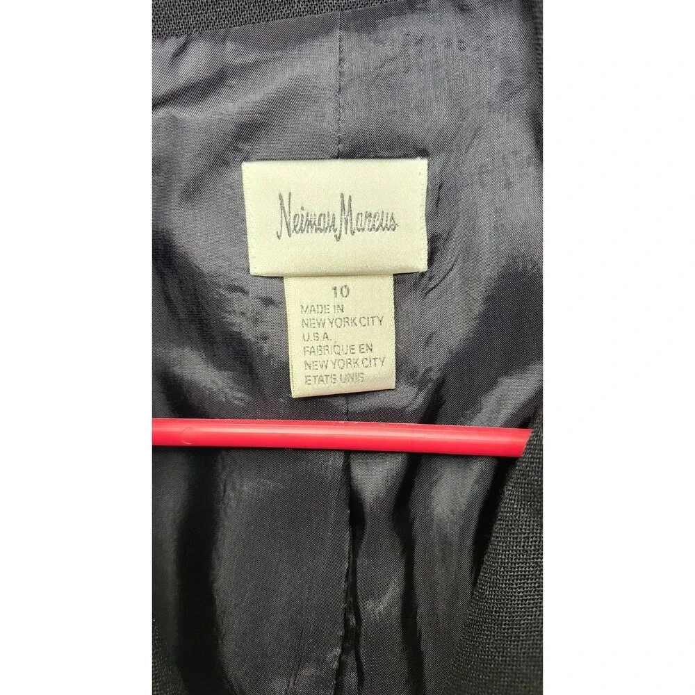 Vtg Neiman Marcus Black Blazer Womens Size 10 Snap Button Split Cuff Sleeves - Picture 12 of 12